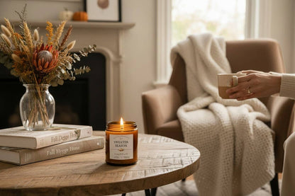 THE DANCING WICK CANDLES - Pumpkin Creme Brulee Fall Soy Candle - 4 & 9 oz Amber Jar