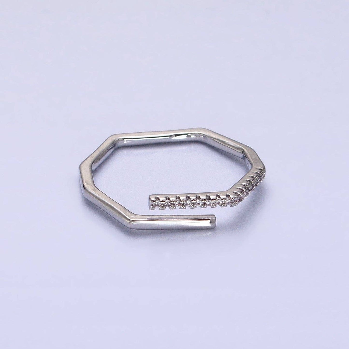Aim Eternal - Thin Hexagon Ring Modern Minimalist Geometric Ring Honeycomb stackable ring in Gold Silver with Micro Pave Cz Stone Y617 Y618