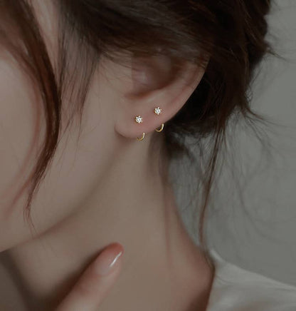 Melange Blanc - 18k gold vermeil E141 huggie hoop earrings, tiny open hoops