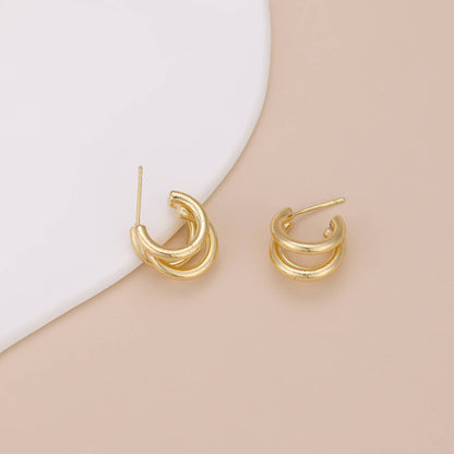 Melange Blanc - E117 triple hoop earrings, gold hoops, hoop earrings