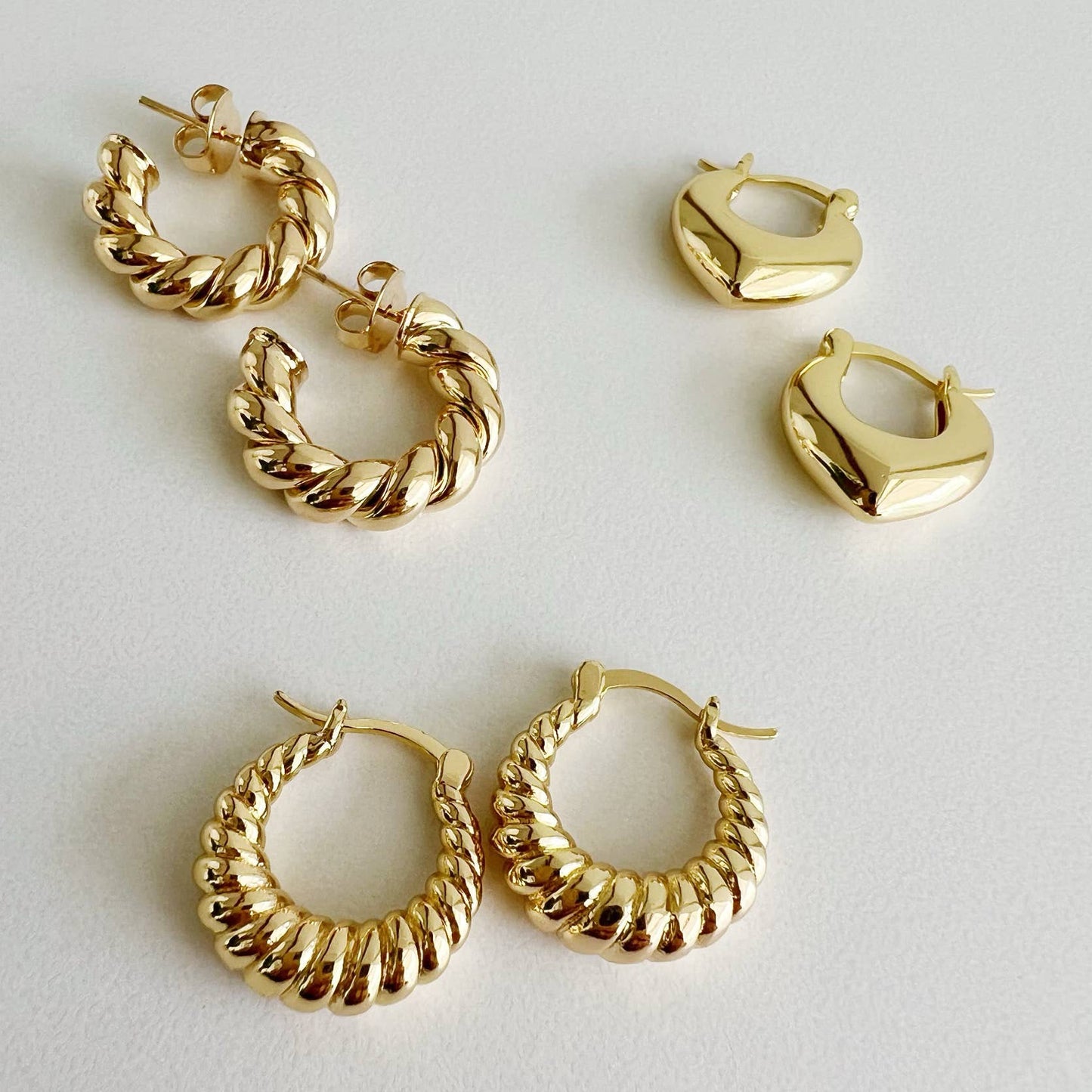 True by Kristy Jewelry - Endless Weekend Croissant Twist Hoops Earrings Gold Filled