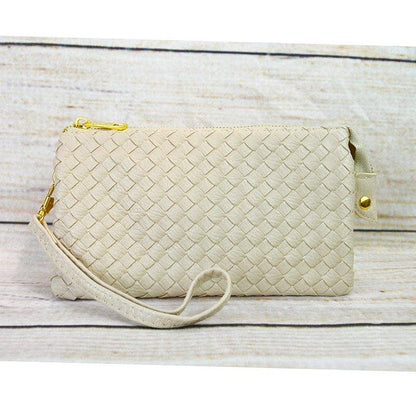 MiMi Wholesale - 7050 Kathy Woven Three Compartment Clutch/Crossbody Bag