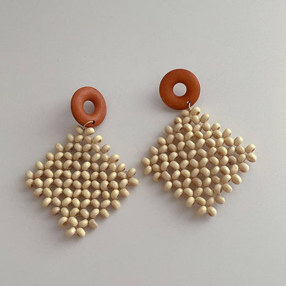 Dipped Shop - Wooden Vintage Rattan Elegant Earrings DPJE1802
