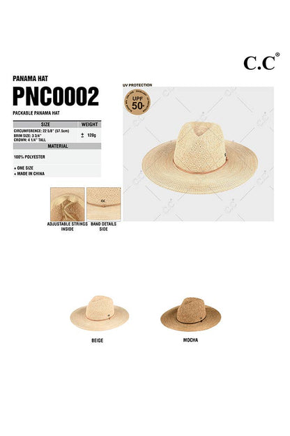 Hana - C.C Packable Pattern Panama Hat