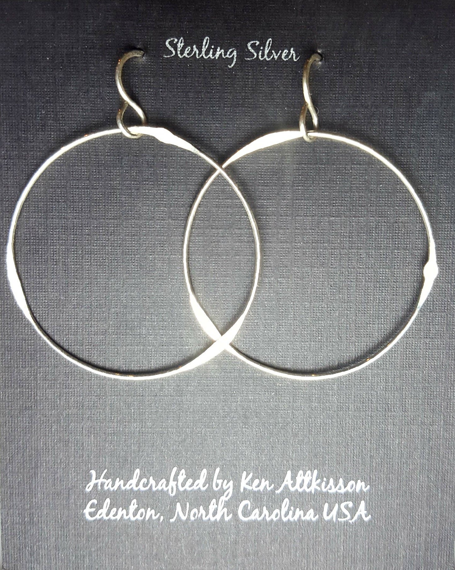 ER23 Ken’s handcrafted jewelry - Sterling Silver Earrings X-Large Circle