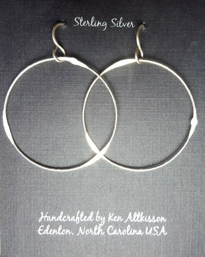 ER23 Ken’s handcrafted jewelry - Sterling Silver Earrings X-Large Circle