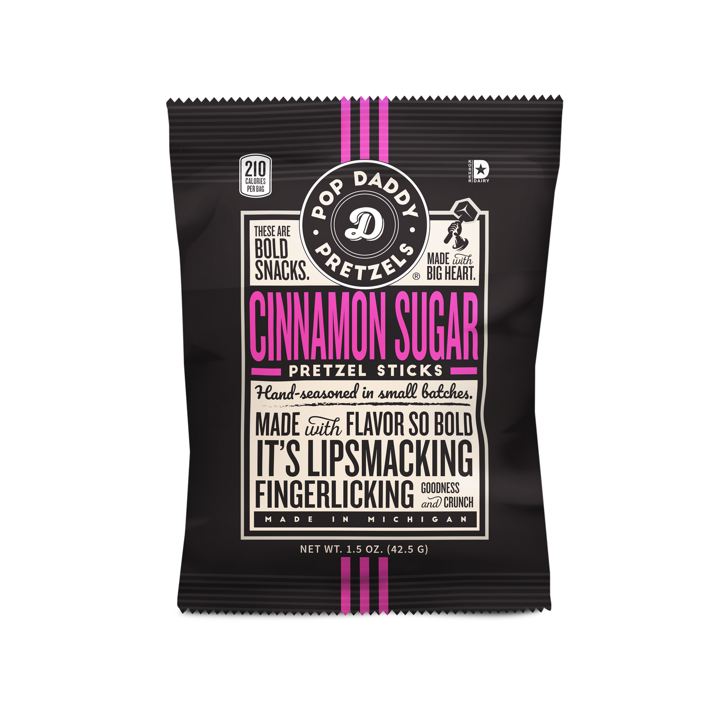 Pop Daddy Snacks - Seasoned Pretzels - 1.5oz - Cinnamon Sugar