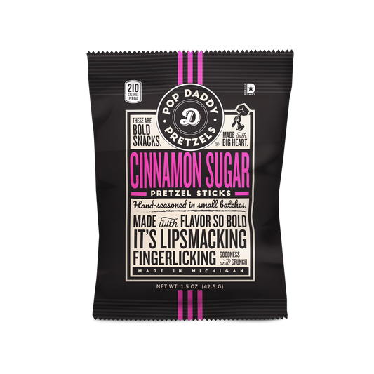 Pop Daddy Snacks - Seasoned Pretzels - 1.5oz - Cinnamon Sugar