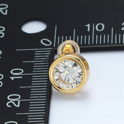 Aim Eternal - 24K Gold Filled 10mm Round CZ Bezel Stud Earring | P-538