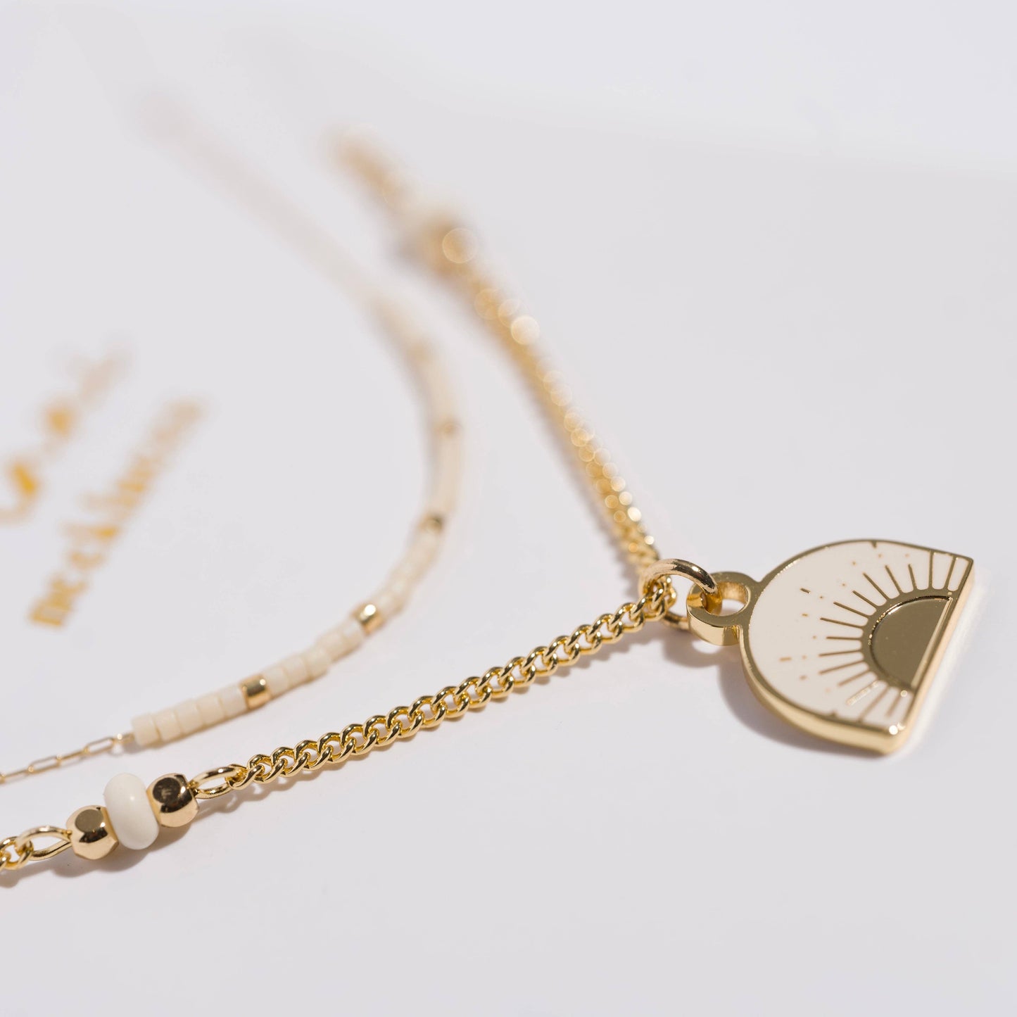 K'lani hair tie bracelets - "Rise" Gold & Cream Sunrise Necklace Set