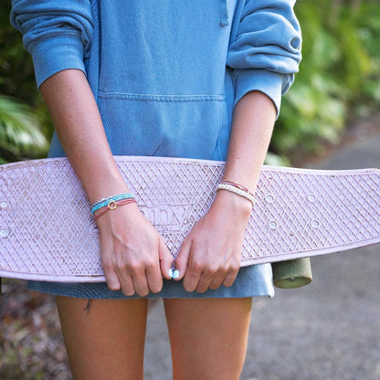 K'lani hair tie bracelets - "Live" Teal & Coral with Gold Accent Hair Tie Bracelets