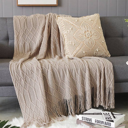 Fennco Styles - Rhombus Diamond Knit 50x60 Inch Throw Blanket