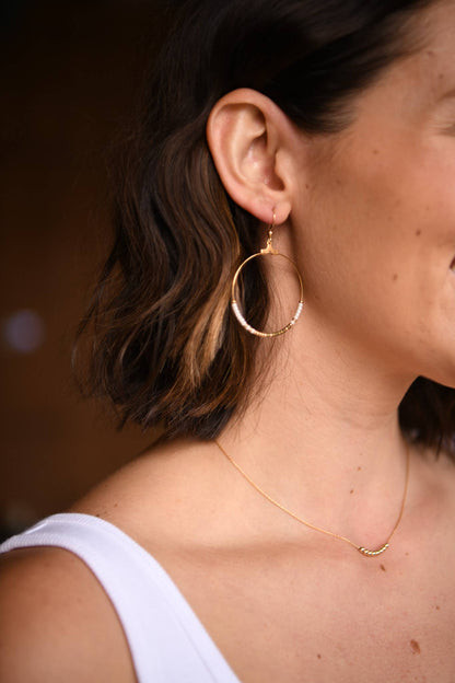 Cecelia Designs Jewelry - Seed Bead and Gold Plated Hoop Earring