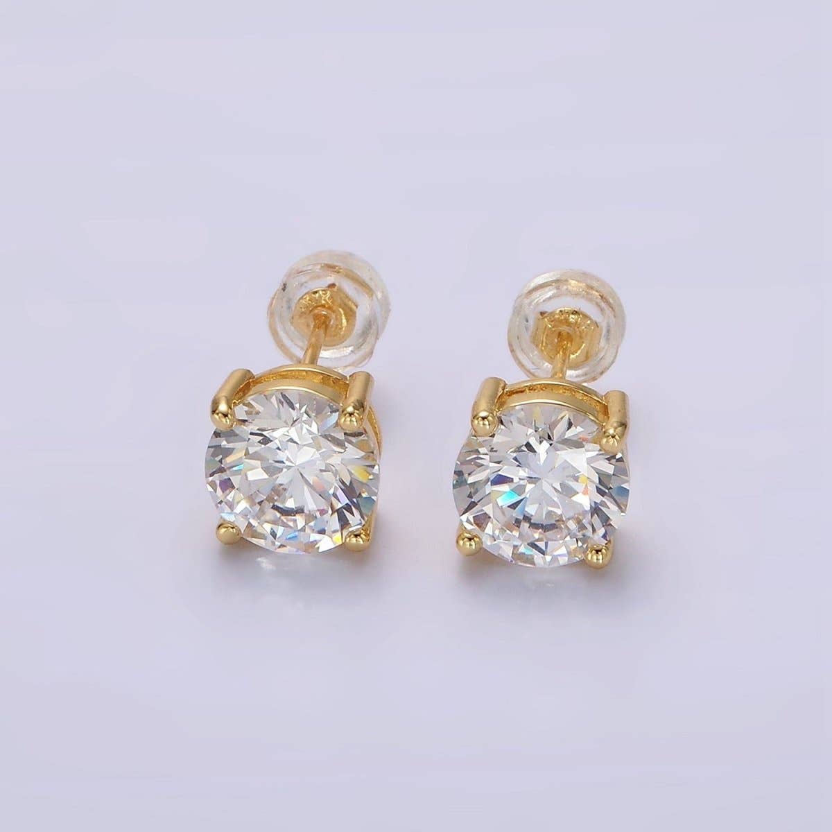 Aim Eternal - 14K Gold Filled 8mm Clear CZ Round Bezel Stud Earrings | AE771