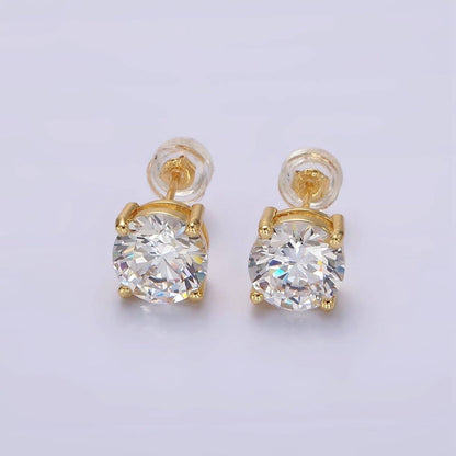 Aim Eternal - 14K Gold Filled 8mm Clear CZ Round Bezel Stud Earrings | AE771