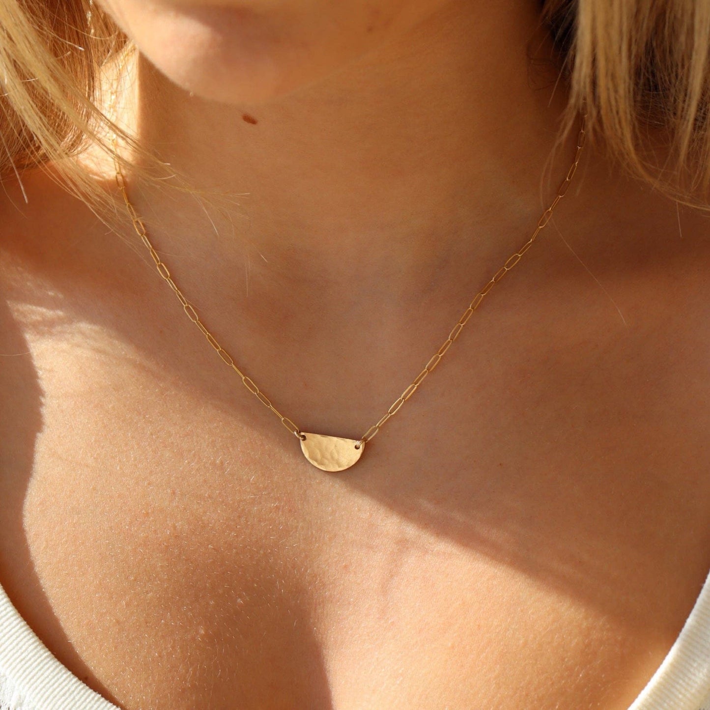 Token Jewelry - Half Moon Necklace in 14k Gold Fill or Sterling Silver 