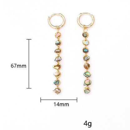 Dipped Shop - Trendy Natural Shell Beaded Long Dangle Earrings DP26H893