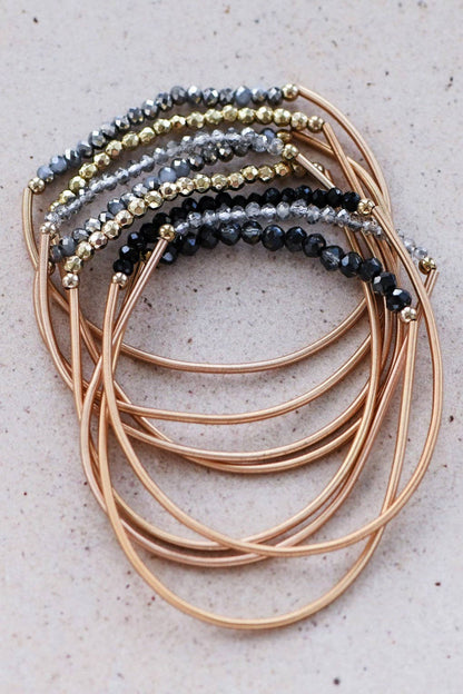 MA101 Mia Accessories - Boho Layered Spring Coil Guitar String Bracelet Set - 6962