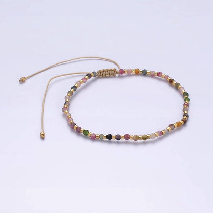 Aim Eternal - 14K Gold Filled Tourmaline Multifaceted Cream Rope Adjustabl