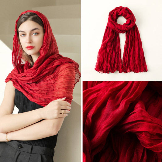 Funkyrel® Atzbranding Limited - Scarvii - Solid Color Lightweight Ruched Scarf