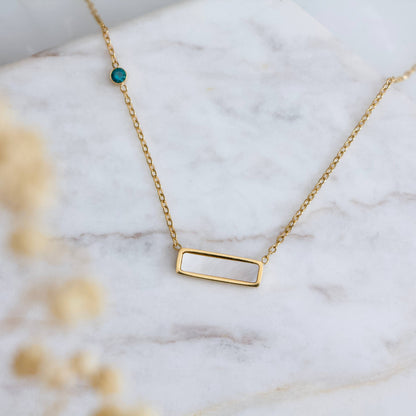 Mesa Blue - White Shell Inlay Bar Necklace - Waterproof  