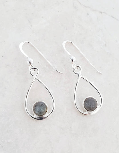 SD101 Sosie Designs - Sterling Silver Teardrop Earrings - Labradorite