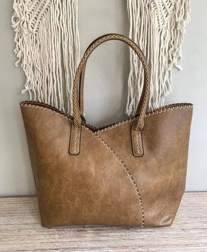 MiMi Wholesale - COL001-2 2-in-1 Stitch Trim Detail Shoulder/Tote Set Bag