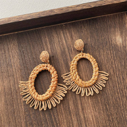 Dipped Shop - Vintage Handwoven Rattan Grass Earrings DP25D776