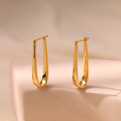 Dipped Shop - Simple U-Shape Drop Hoop Earrings DPJE1267
