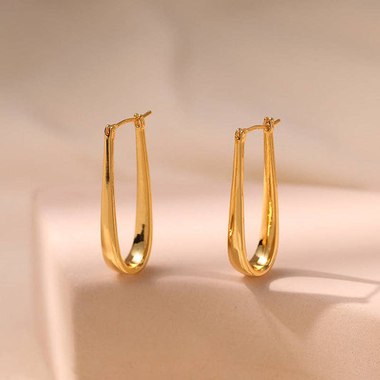 Dipped Shop - Simple U-Shape Drop Hoop Earrings DPJE1267