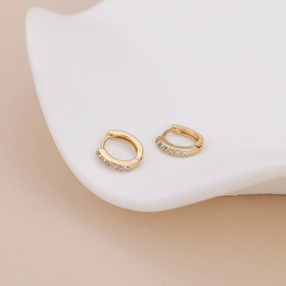 Melange Blanc - E162 paved huggie hoop earring, huggie earring, paved hoop