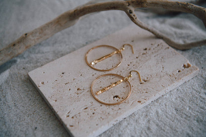 Cecelia Designs Jewelry - Hepburn Pearl or Gold Beaded Drop Hoop Earrings