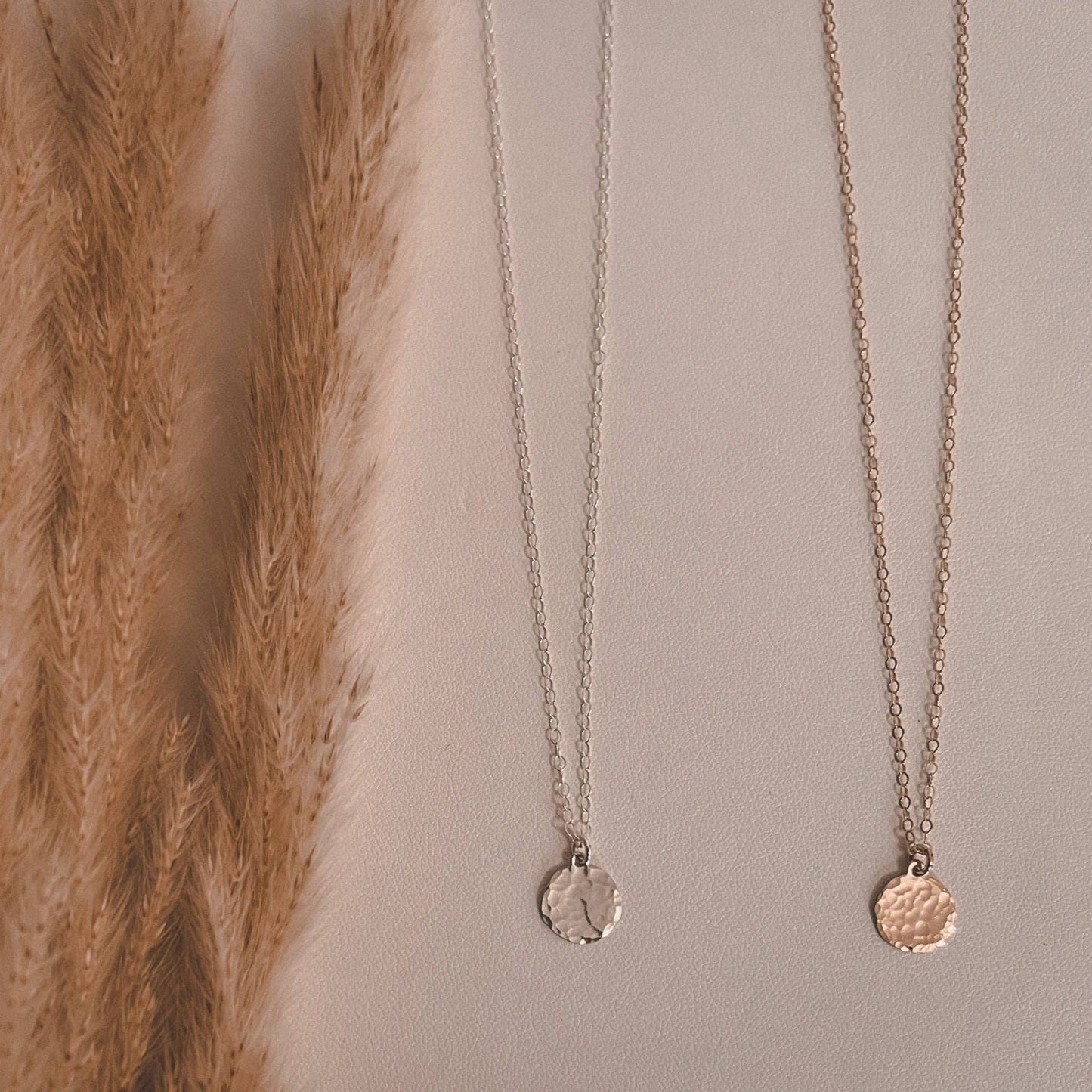 Sela+Sage - Hammered Gold Filled Circle Pendant Necklace