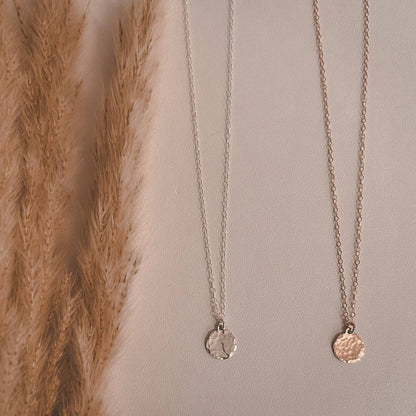 Sela+Sage - Hammered Gold Filled Circle Pendant Necklace