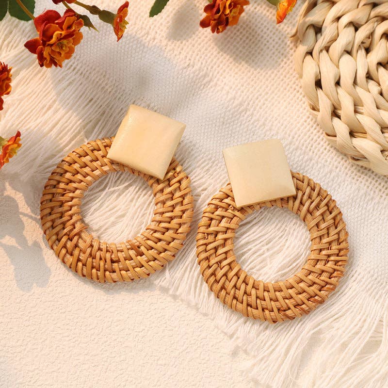 Dipped Shop - Bohemian Beach Vintage Woven Straw Earrings DP25D782