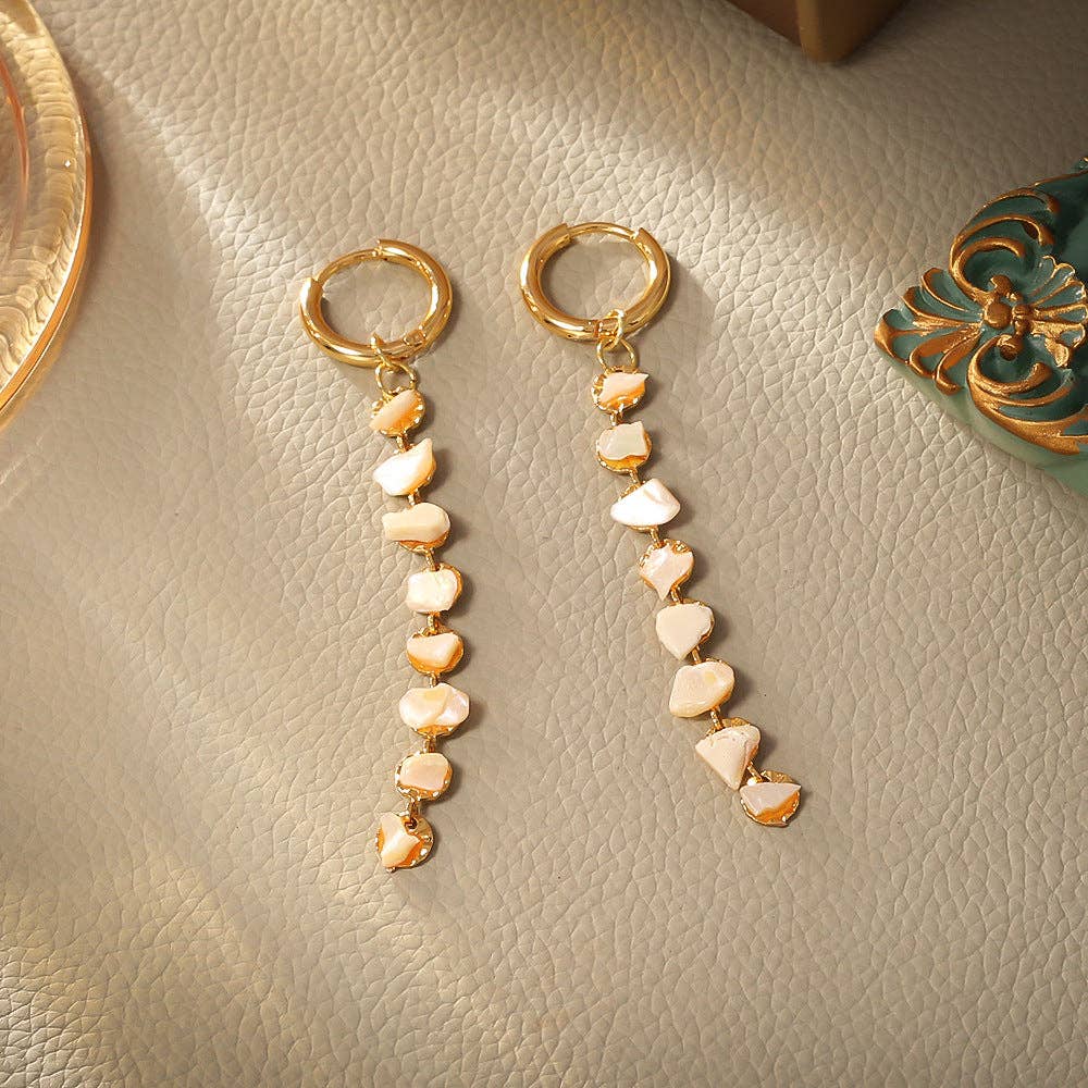 Dipped Shop - Trendy Natural Shell Beaded Long Dangle Earrings DP26H893