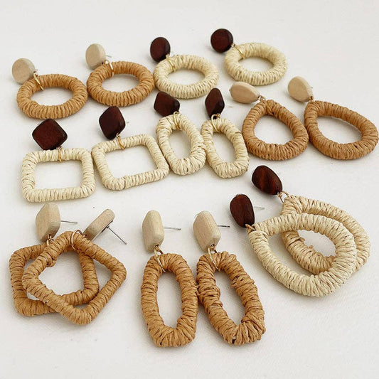 Dipped Shop - Vintage Elegant Wooden Rattan Earrings DPJE1721