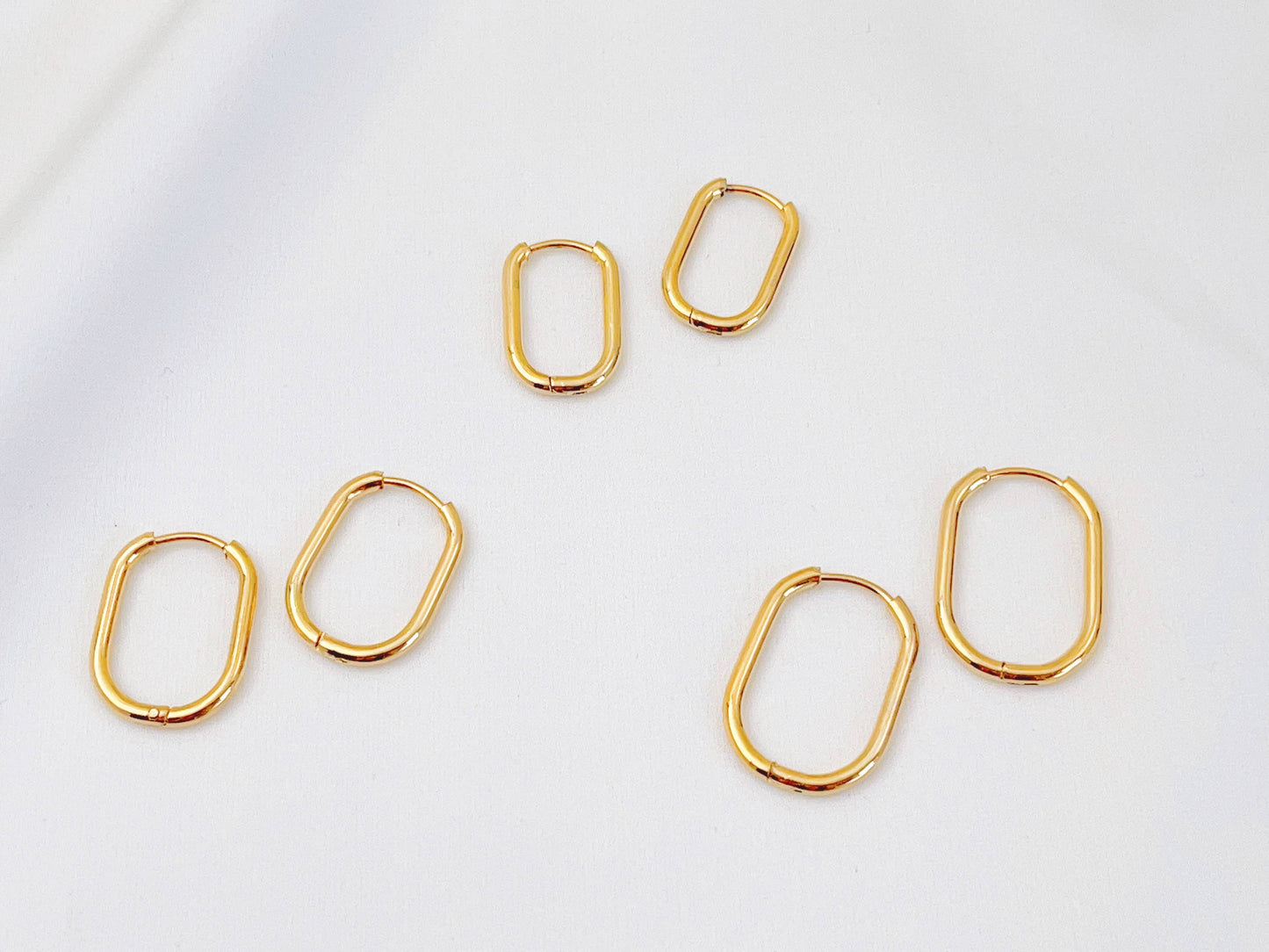 Melange Blanc - E080 rectangle hoop, hoop earring, rectanglehoop earring
