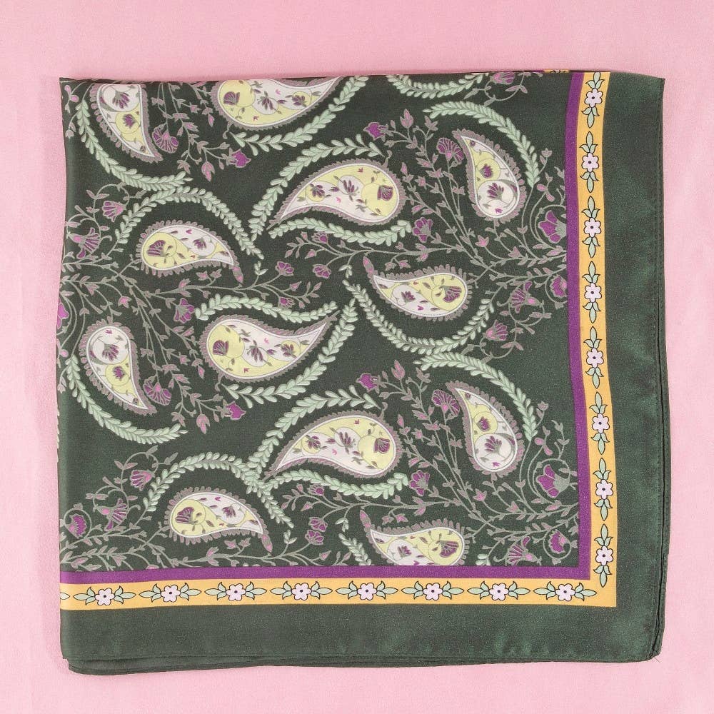 Anarchy Street - Paisley Floral Print Satin Square Scarf
