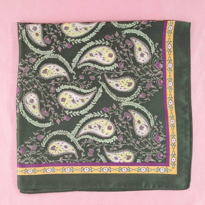 Anarchy Street - Paisley Floral Print Satin Square Scarf