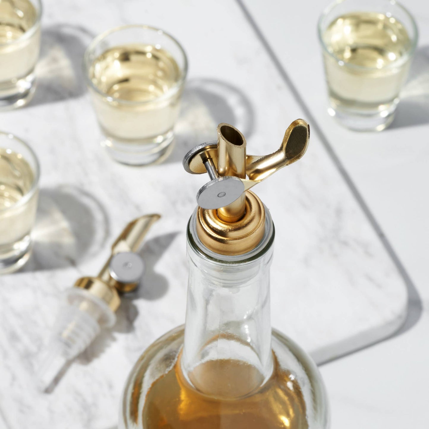 TRUE - Glide Gold-Finish Weighted Bottle Pourers - Set of 2