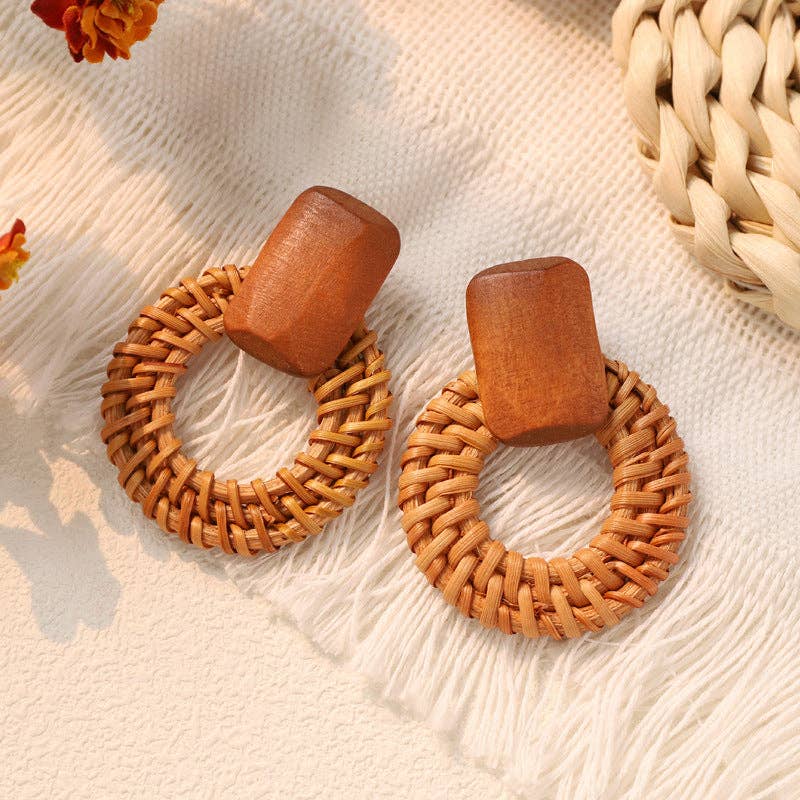 Dipped Shop - Bohemian Beach Vintage Woven Straw Earrings DP25D782