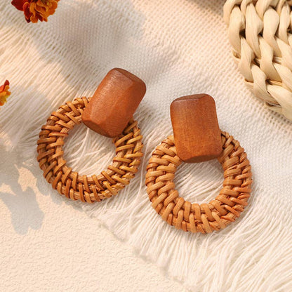 Dipped Shop - Bohemian Beach Vintage Woven Straw Earrings DP25D782