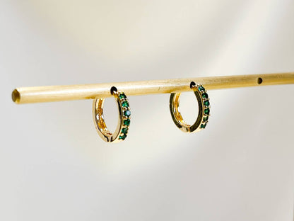 Melange Blanc - E162 paved huggie hoop earring, huggie earring, paved hoop