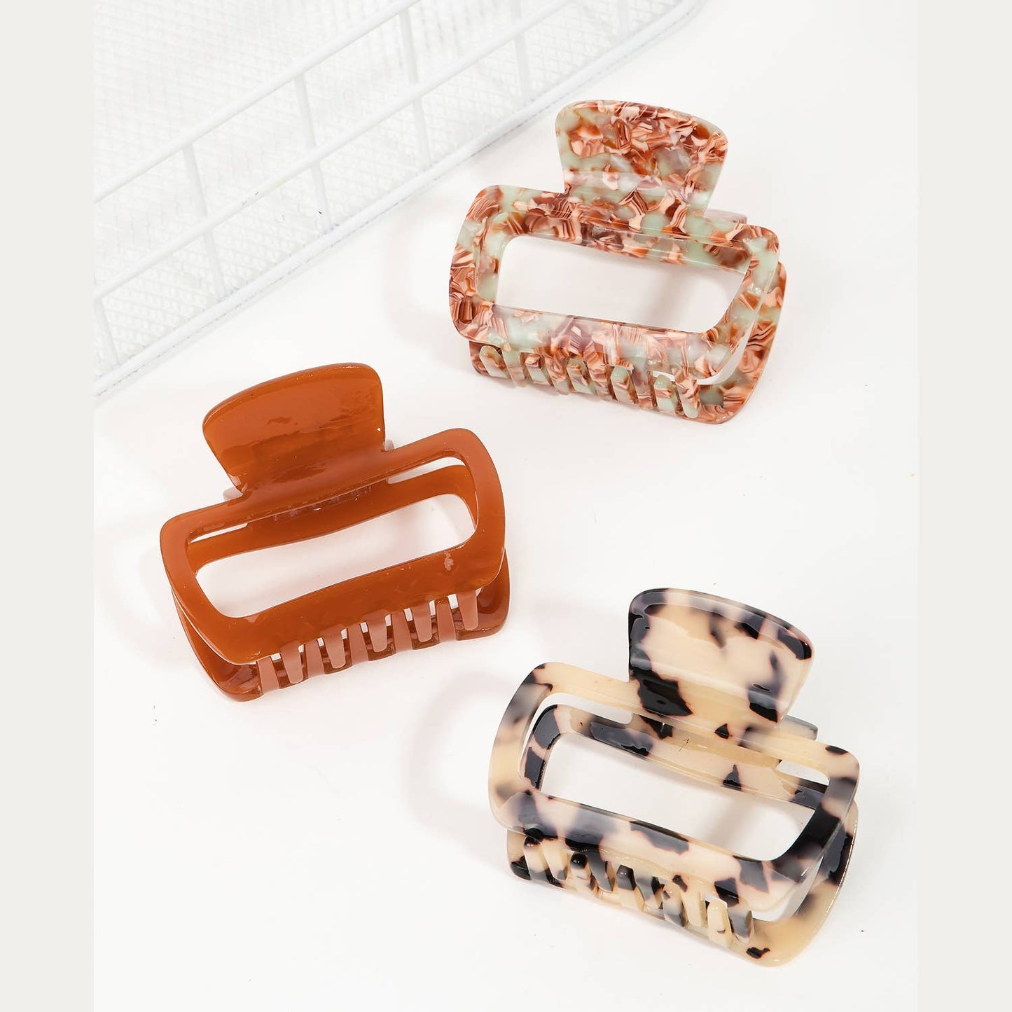 Collections by Fame Accessories - Three Piece Rectangle Cutout Jaw Hair Clips