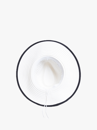 Jen & Co. - HAT2494 Diane Straw Fedora w/ Ribbon & Contrast Trim