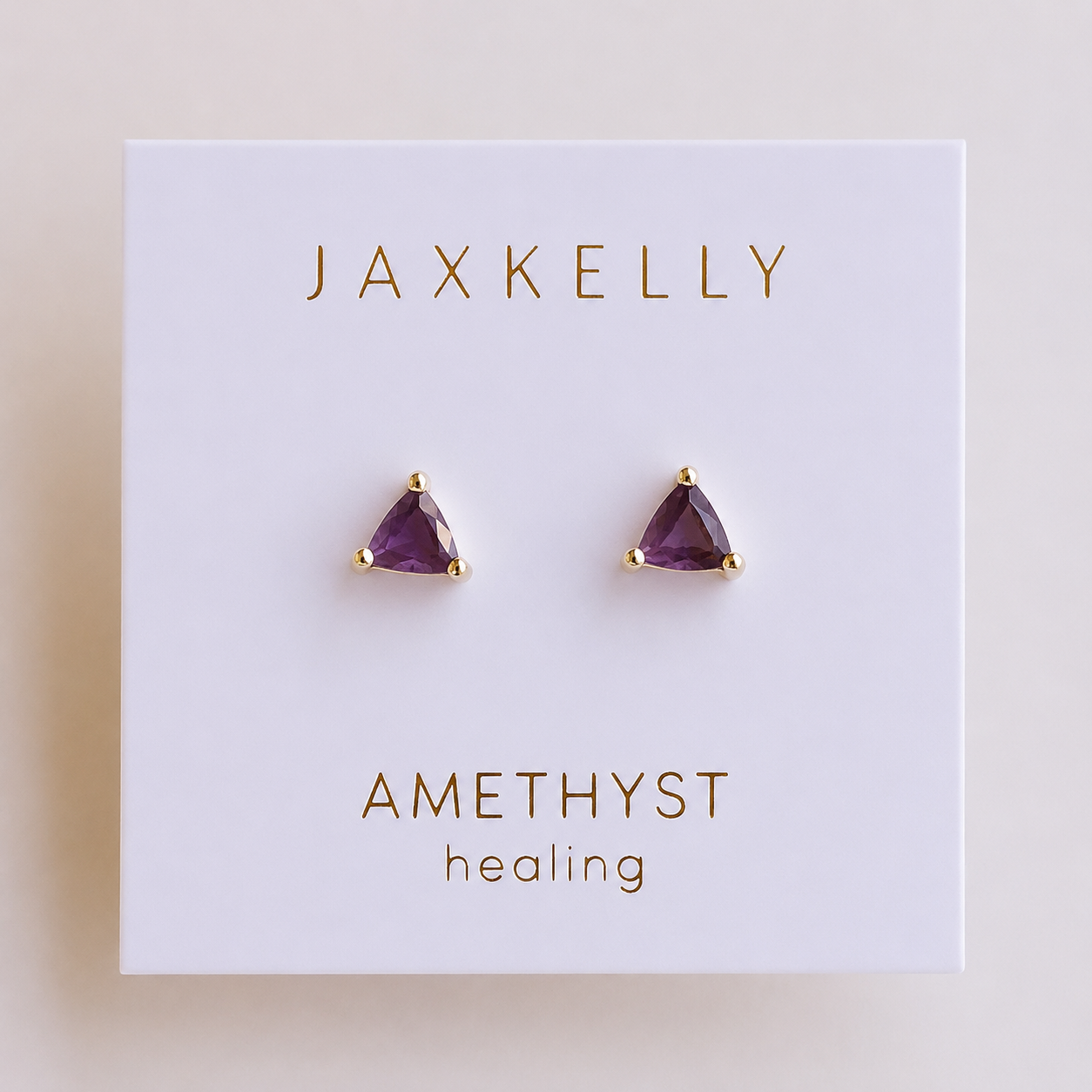 JaxKelly - Mini Energy Gem - Amethyst - Gold Earrings