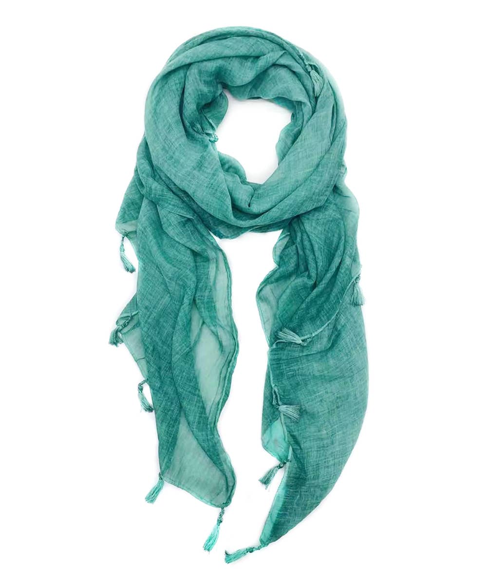 JC Sunny Fashion - Solid Tassel-Trim Scarf