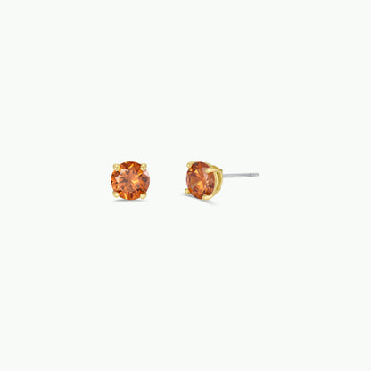 JaxKelly - Round CZ - Coffee - Gold Earrings