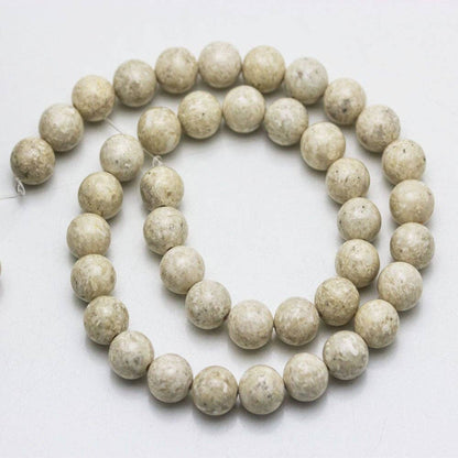 CRCBEADS - Natural River Stone Smooth Round Size 4mm 6mm 8mm 10mm 12mm 15.5" Strand